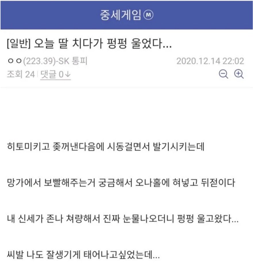 딸치다 펑펑 울었다는 디시인..