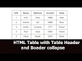 HTML Table with Table header and border collapse: For Beginner