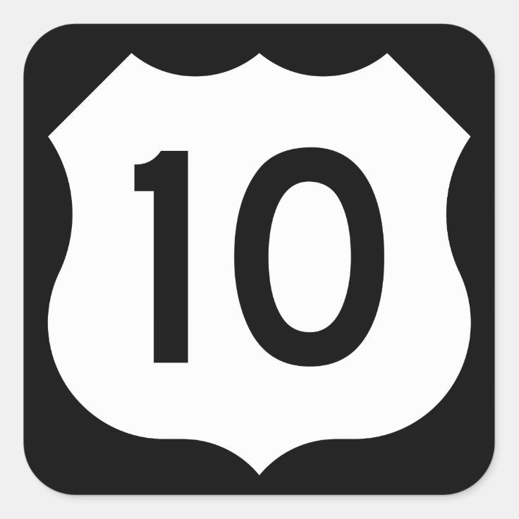 US Route 10 Sign Square Sticker | Zazzle