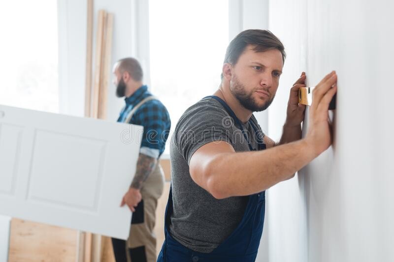 Accurate builder stock photo. Image of interior, work - 183758680